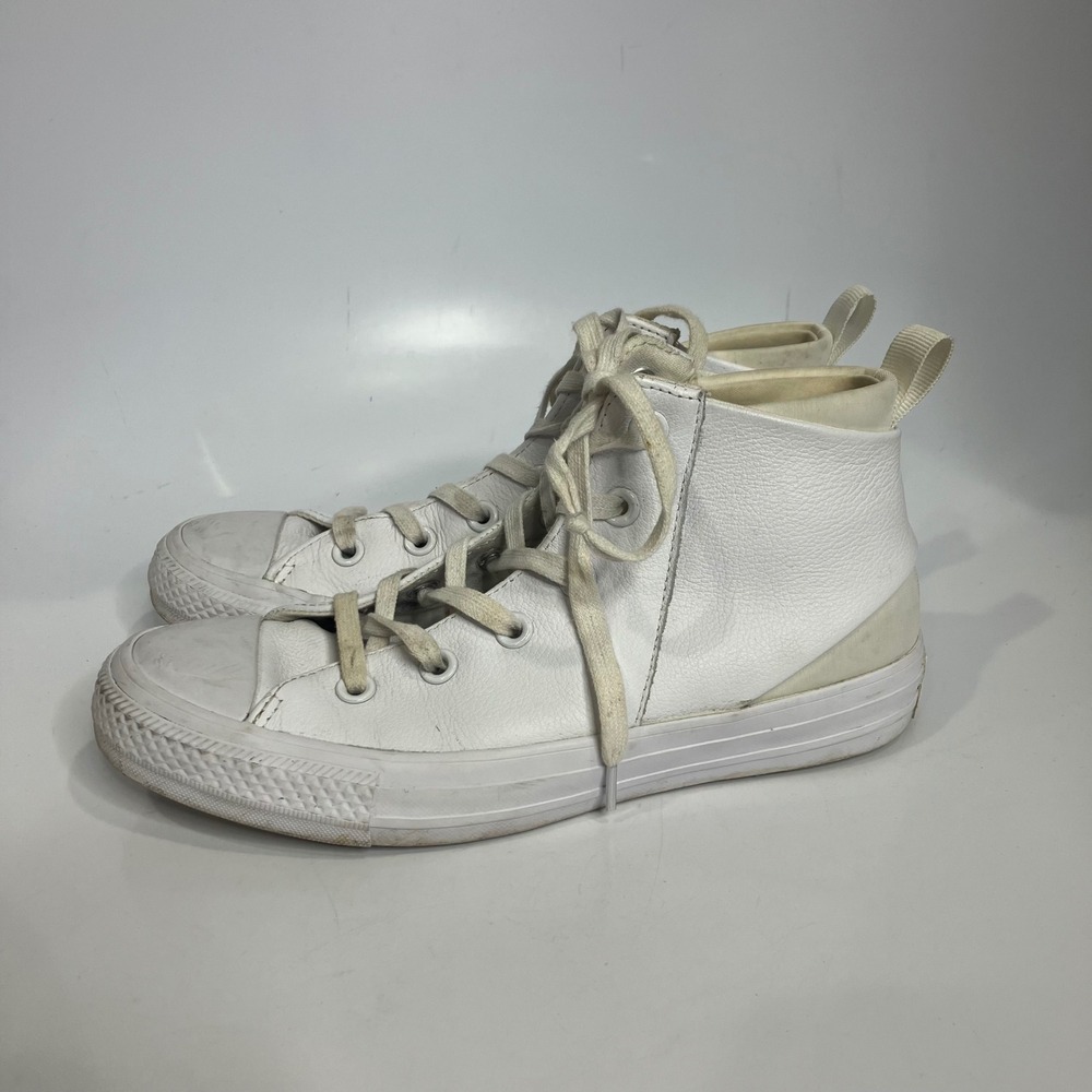 Converse Sloane mid top sneakers leather canvas white womens size‎ 6.5 punk